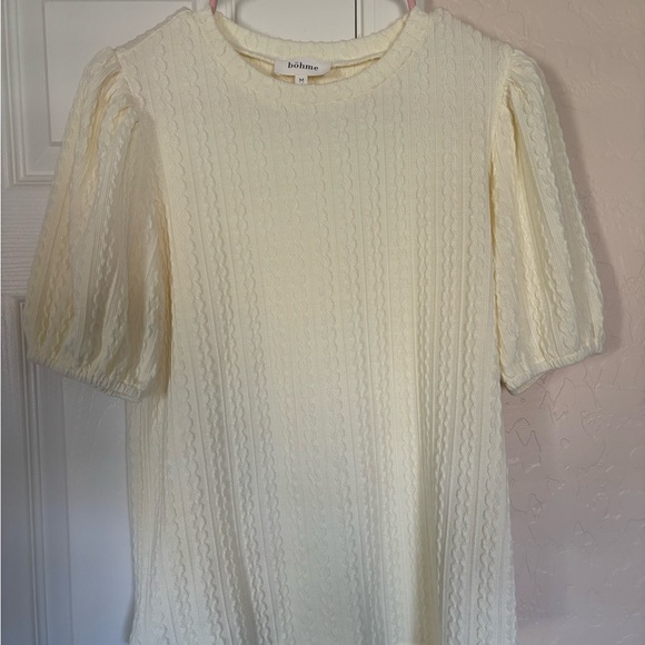 Bohme butter yellow Ribbed Puffed Sleeve Blouse - Picture 1 of 4
